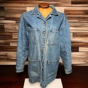 VINTAGE 90s Waco Denim Chore Jacket Size M Yoked Western Style Distressed